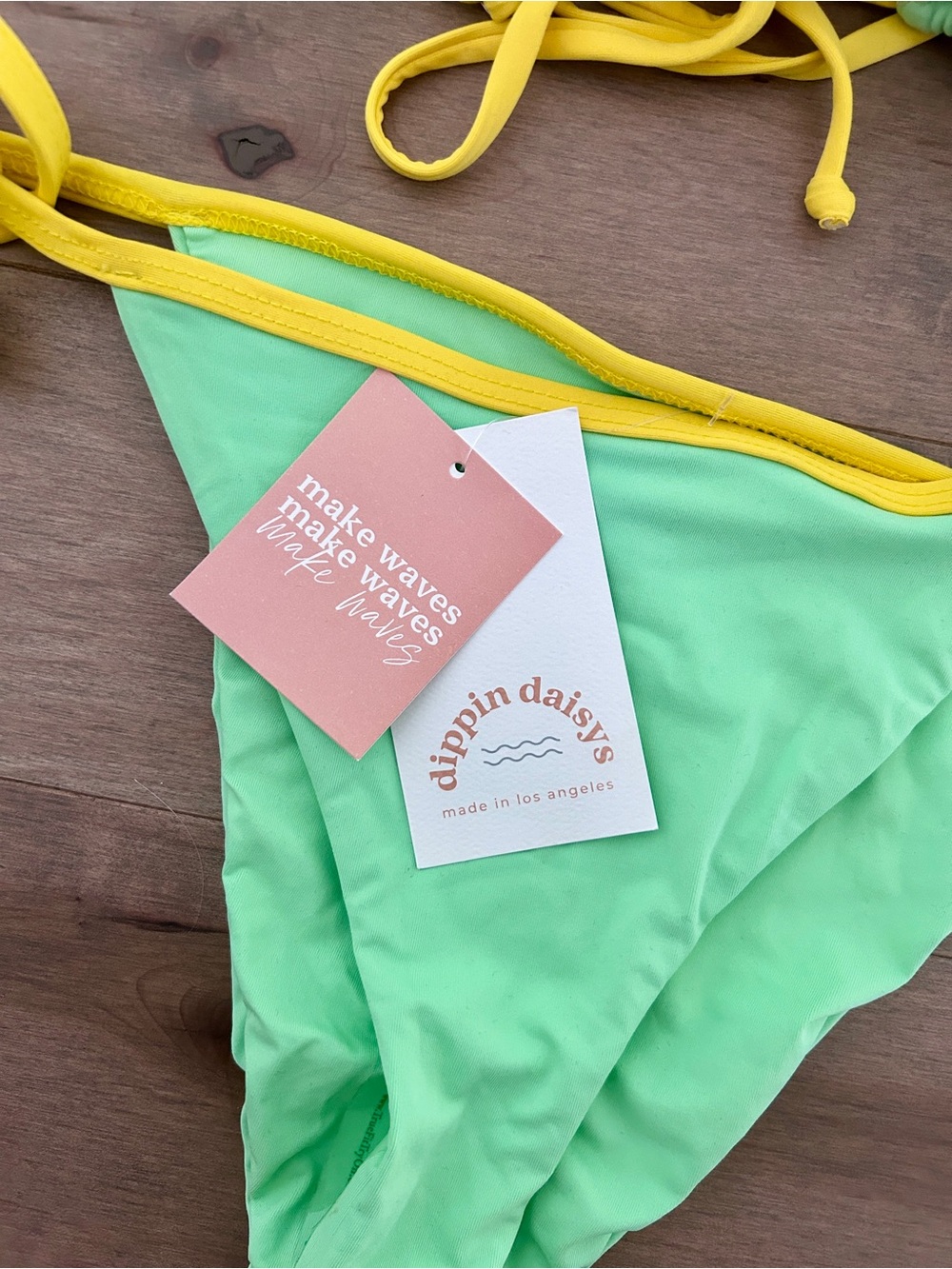Dippin' Daisy's Mint Green Bikini with Yellow Trim - Picture 2 of 7